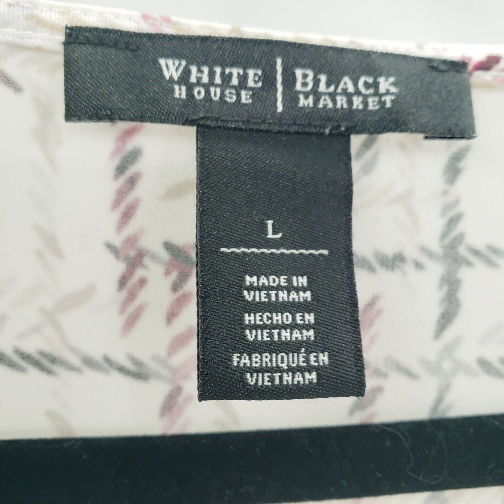 White House Black Market Cream and Black Patterned Blouse - Picture 4 of 10